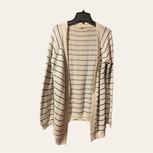 Women’s Pink Rose Blue & Off White Striped Cardigan. Size Large